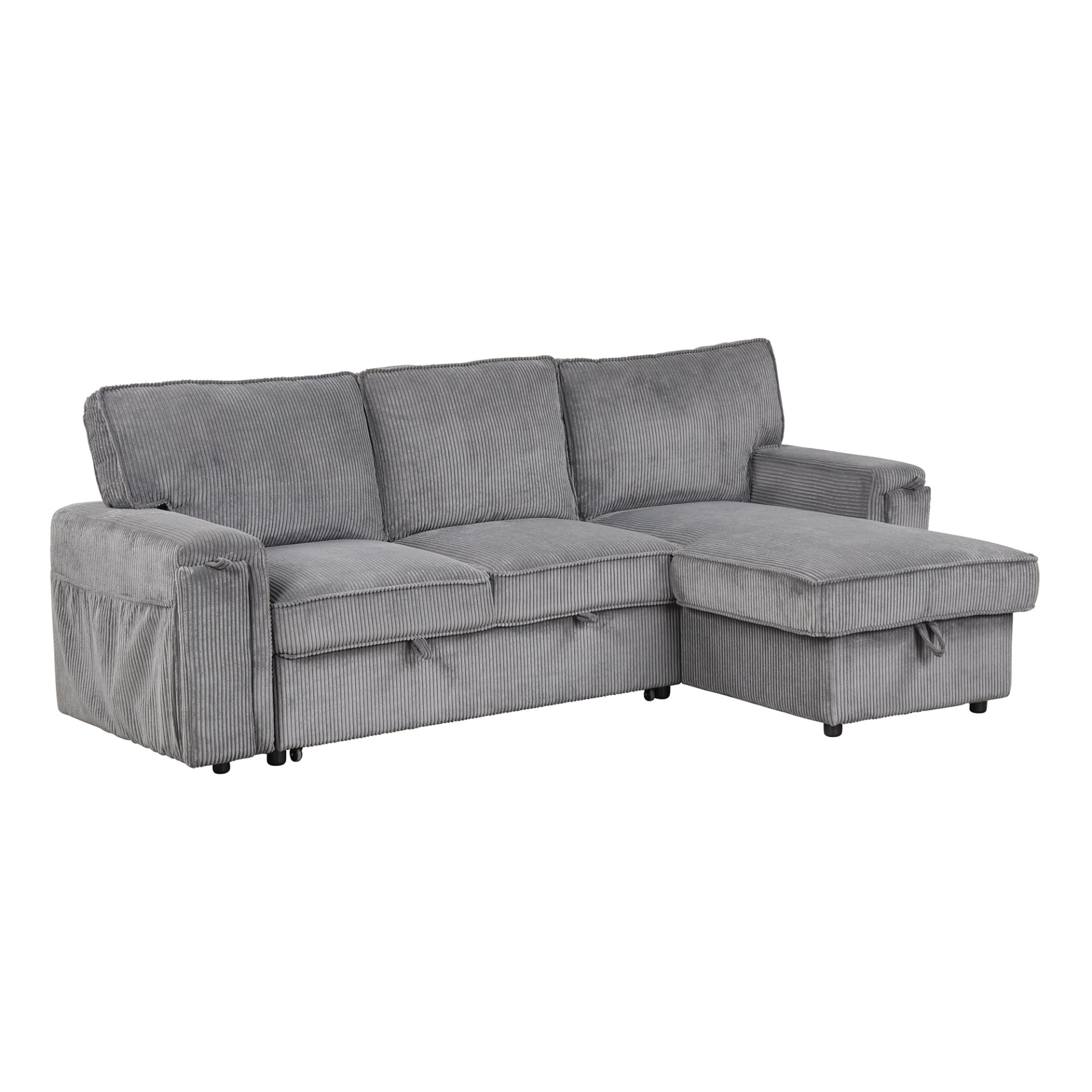 Upholstery Sleeper Sectional Sofa with Storage Bags and Cup Holders Sensual Secret Boutique