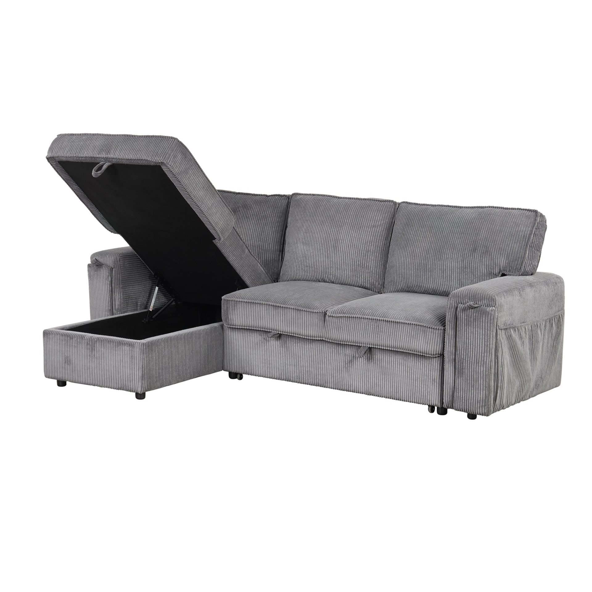 Upholstery Sleeper Sectional Sofa with Storage Bags and Cup Holders Sensual Secret Boutique