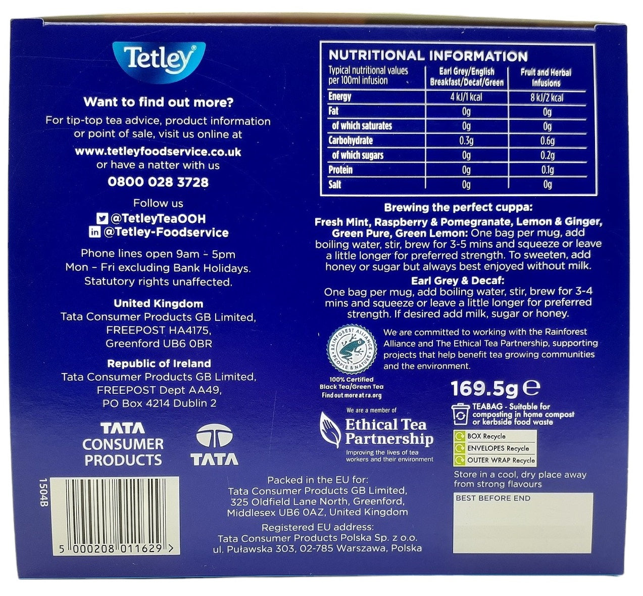 90x Tetley Specialty Variety Pack String & Tag Tea Envelopes in Display Box Gift Sensual Secret Boutique