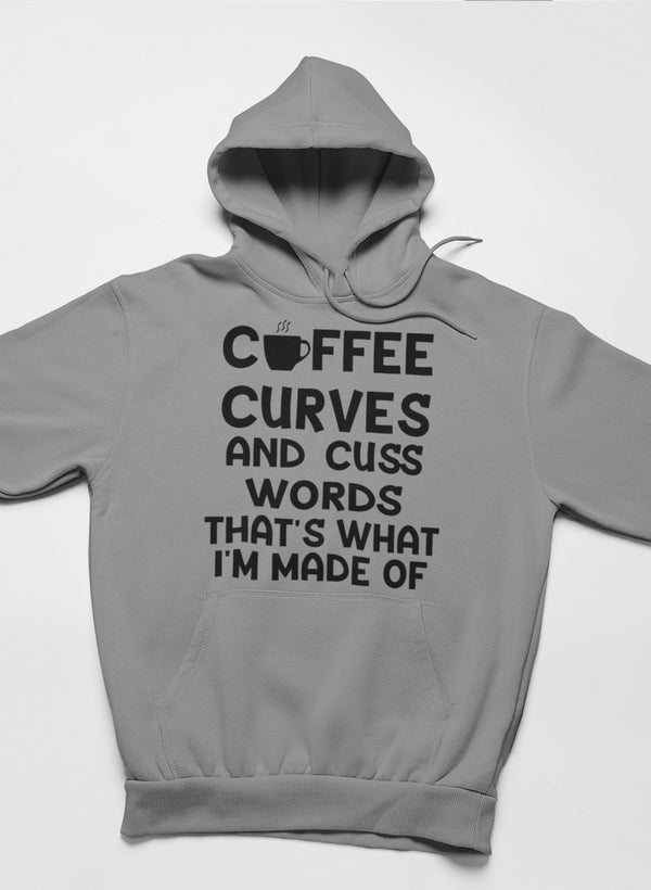 Coffee Curves & Cuss Words Hoodie - Cozy and Stylish, Perfect for Coffee Lovers Sensual Secret Boutique