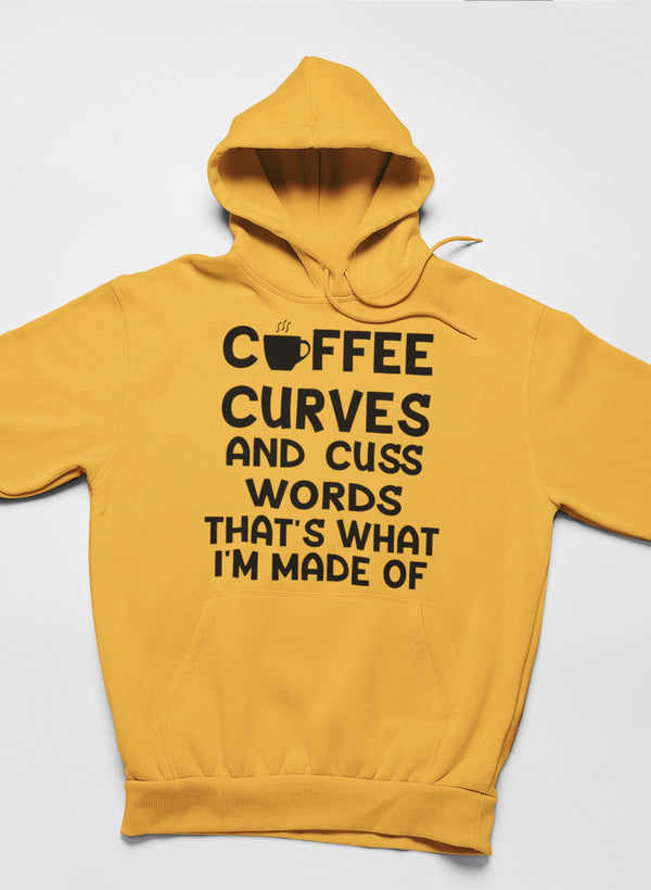 Coffee Curves & Cuss Words Hoodie - Cozy and Stylish, Perfect for Coffee Lovers Sensual Secret Boutique