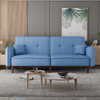 Living Room Bedroom Leisure Futon Sofa Bed in Blue Fabric with Solid Wood Leg Sensual Secret Boutique