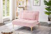 Convertible Single Sofa Bed Futon with Gold Metal Legs Teddy Fabric (Pink) - Comfortable and Versatile Sensual Secret Boutique