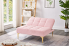 Convertible Single Sofa Bed Futon with Gold Metal Legs Teddy Fabric (Pink) - Comfortable and Versatile Sensual Secret Boutique