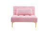 Convertible Single Sofa Bed Futon with Gold Metal Legs Teddy Fabric (Pink) - Comfortable and Versatile Sensual Secret Boutique