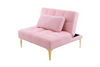 Convertible Single Sofa Bed Futon with Gold Metal Legs Teddy Fabric (Pink) - Comfortable and Versatile Sensual Secret Boutique