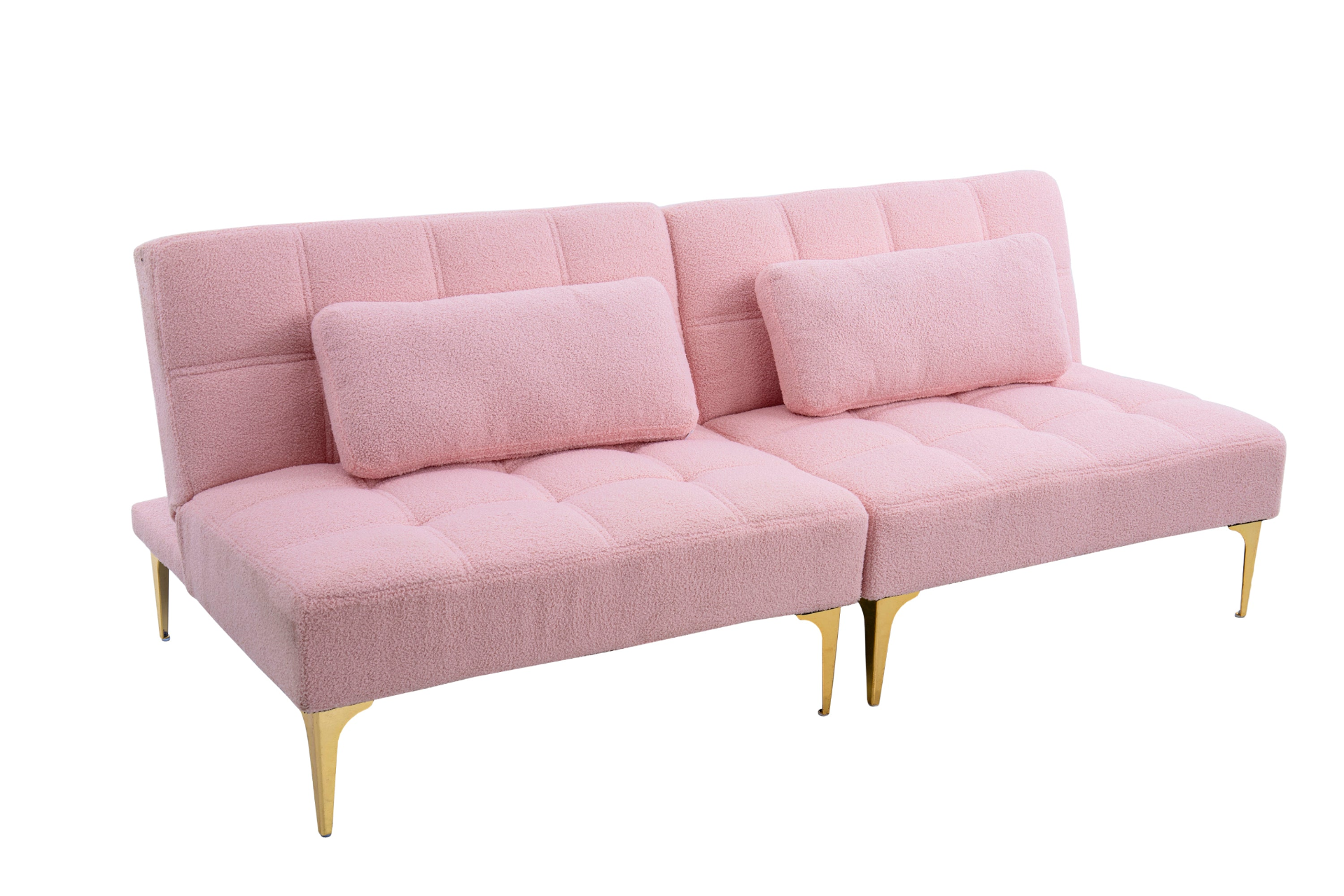 71" Convertible Sofa Bed Futon with Gold Metal Legs - Pink Sensual Secret Boutique