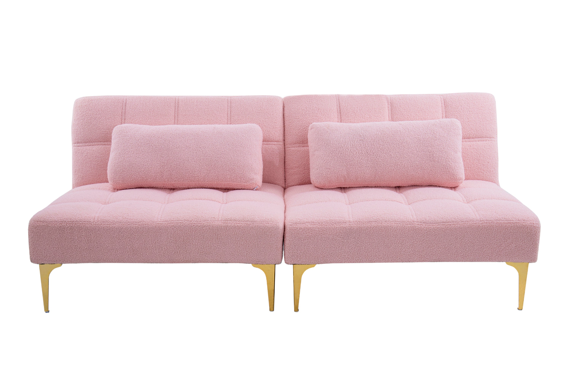 71" Convertible Sofa Bed Futon with Gold Metal Legs - Pink Sensual Secret Boutique