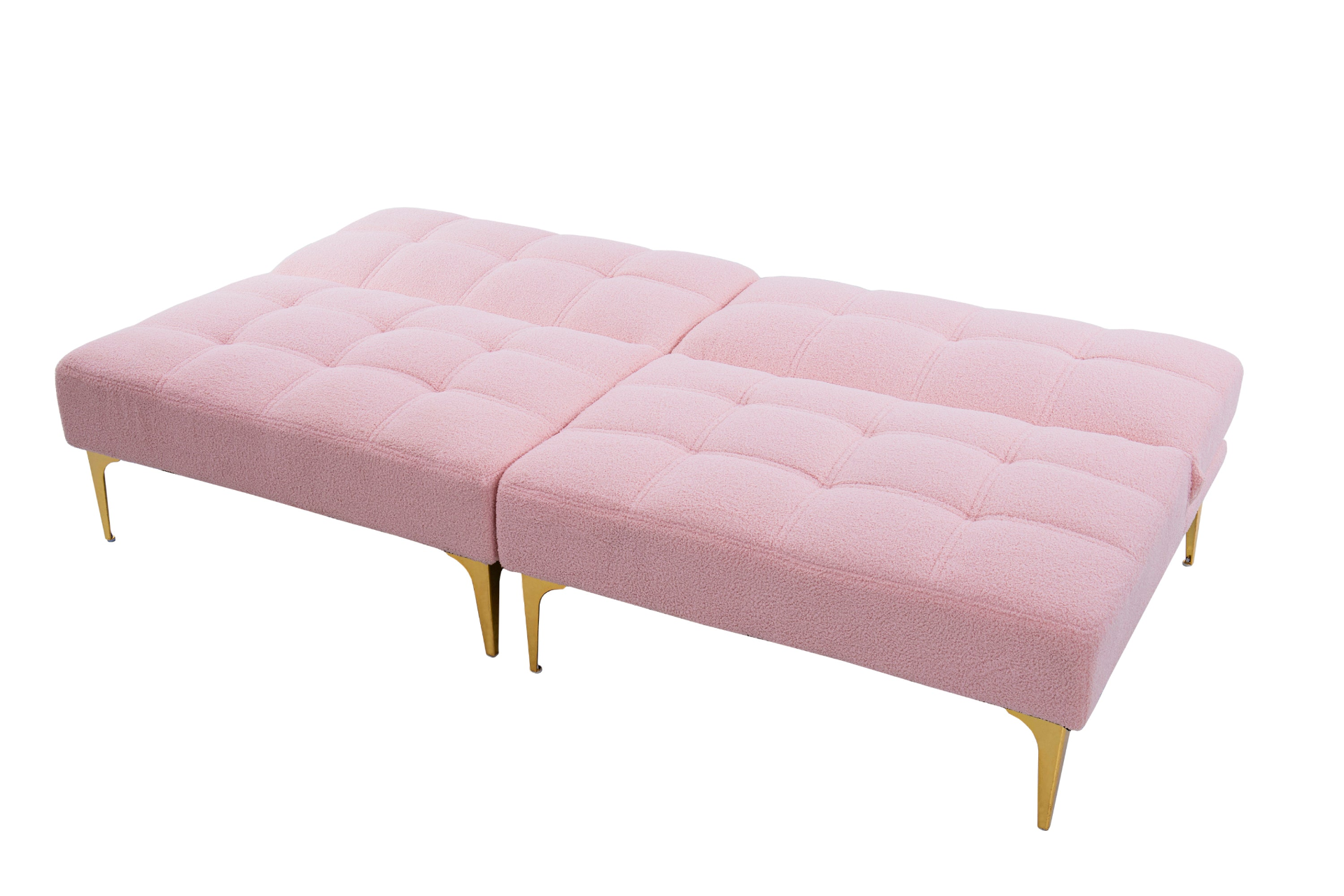 71" Convertible Sofa Bed Futon with Gold Metal Legs - Pink Sensual Secret Boutique