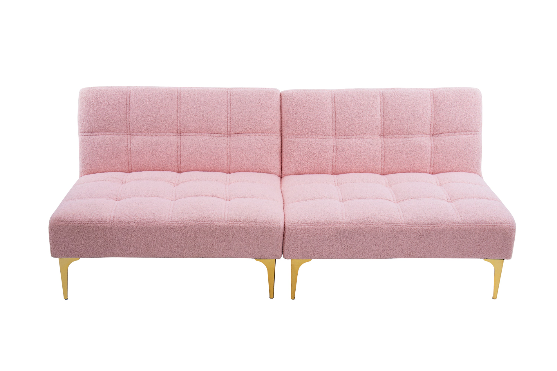 71" Convertible Sofa Bed Futon with Gold Metal Legs - Pink Sensual Secret Boutique