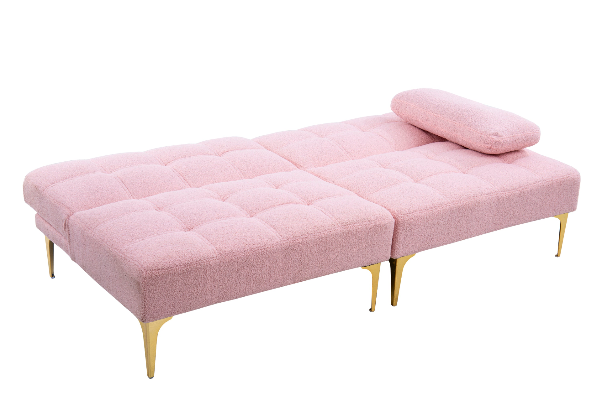 71" Convertible Sofa Bed Futon with Gold Metal Legs - Pink Sensual Secret Boutique