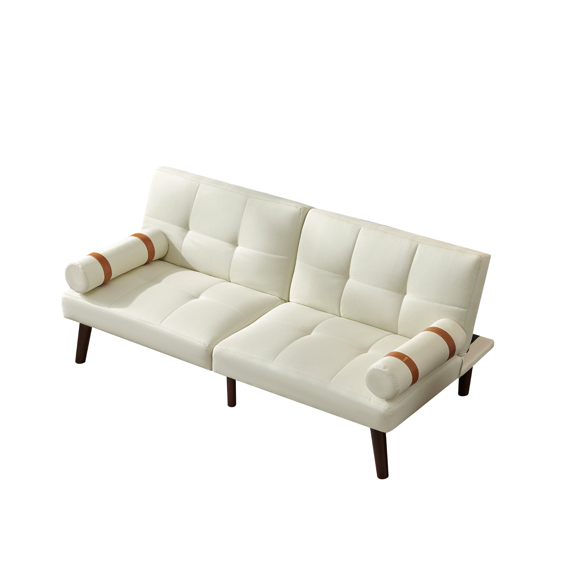 Convertible Sofa Bed Futon with Solid Wood Legs | Linen Fabric | Ivory Sensual Secret Boutique