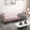 Stylish and Functional Convertible Sofa Bed with Wood Legs in Pink Velvet - Perfect for Small Spaces Sensual Secret Boutique