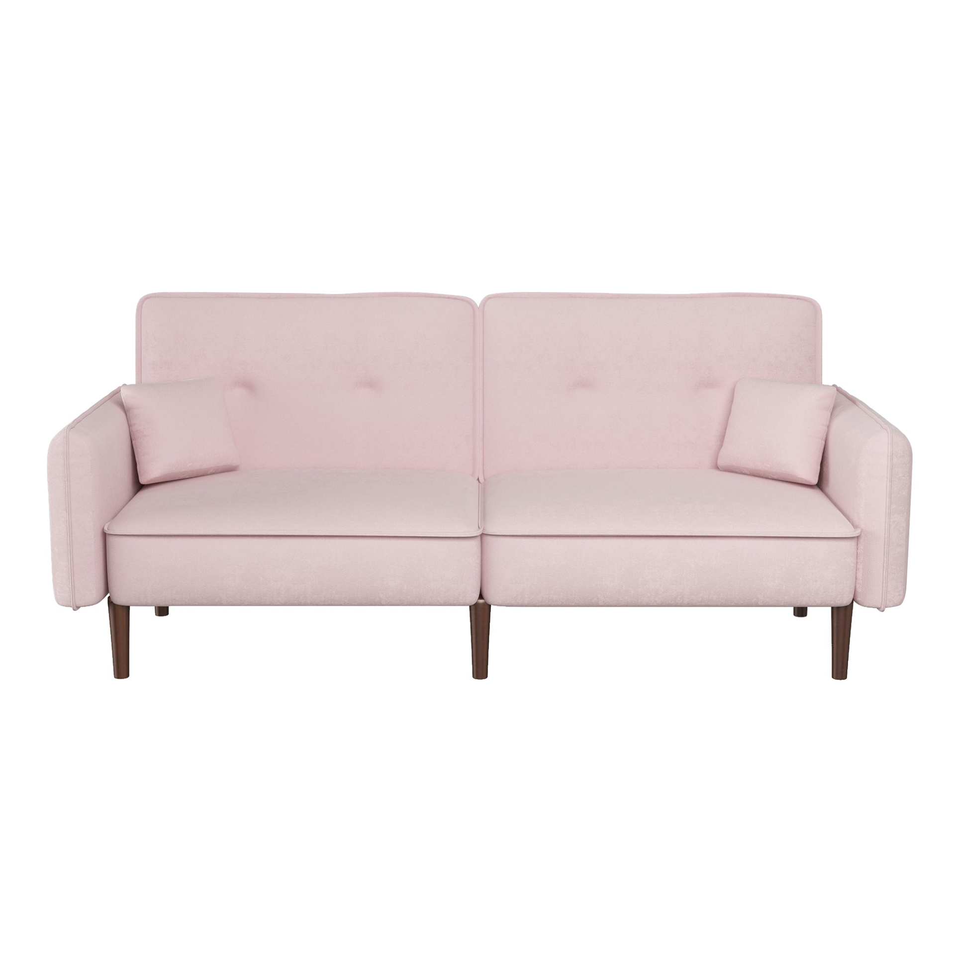 Stylish and Functional Convertible Sofa Bed with Wood Legs in Pink Velvet - Perfect for Small Spaces Sensual Secret Boutique