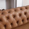 Classic Chesterfield Sofa Brown Faux Leather - Sturdy Structure, Vintage Design Sensual Secret Boutique