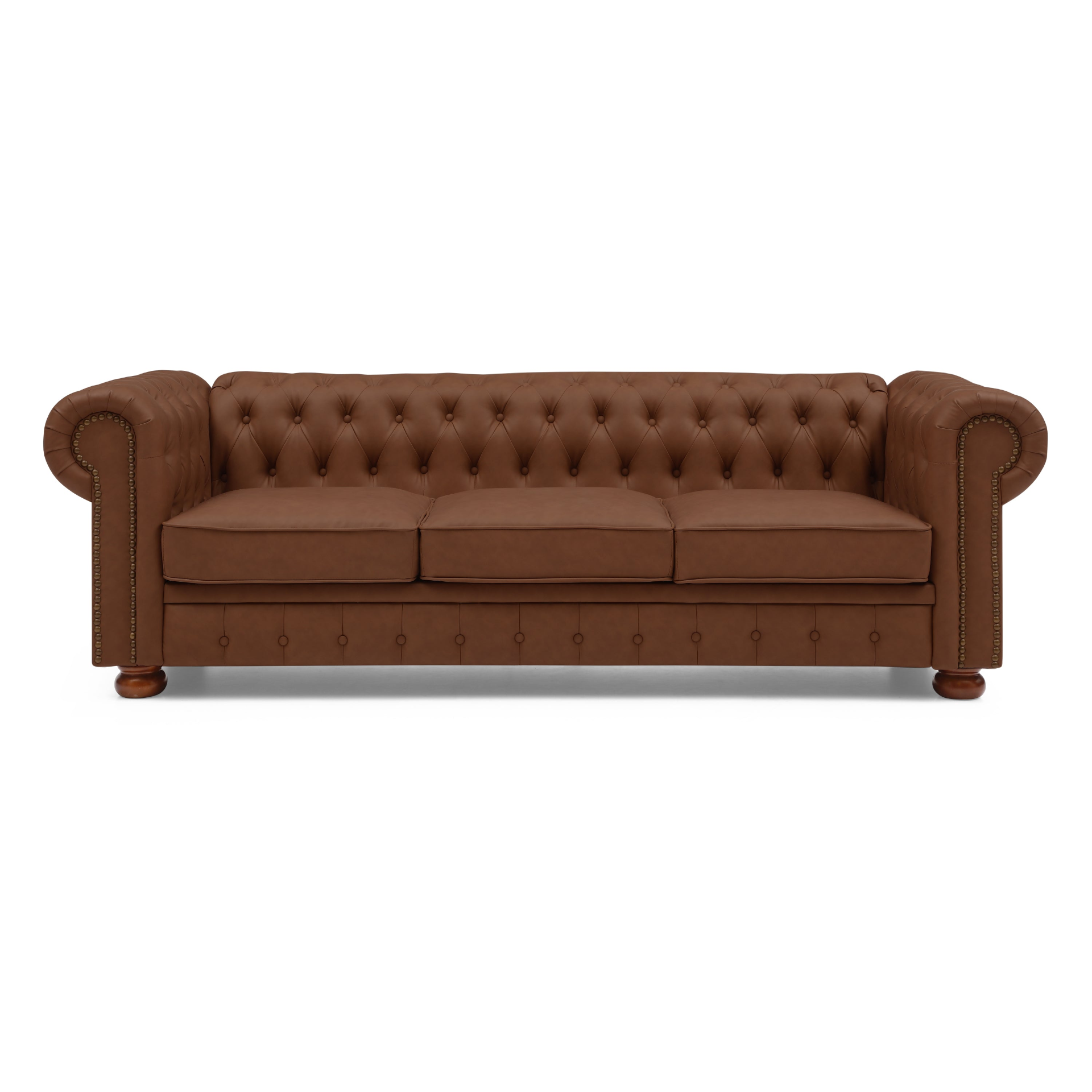 Classic Chesterfield Sofa Brown Faux Leather - Sturdy Structure, Vintage Design Sensual Secret Boutique