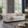 Chesterfield Sofa Beige Linen Fabric (Beige) - Sturdy Structure, Soft Upholstery, Easy Assembly Sensual Secret Boutique