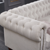 Chesterfield Sofa Beige Linen Fabric (Beige) - Sturdy Structure, Soft Upholstery, Easy Assembly Sensual Secret Boutique