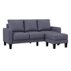 Modern Living Room Furniture L Shape Sofa with Ottoman in Dark Grey Fabric Sensual Secret Boutique