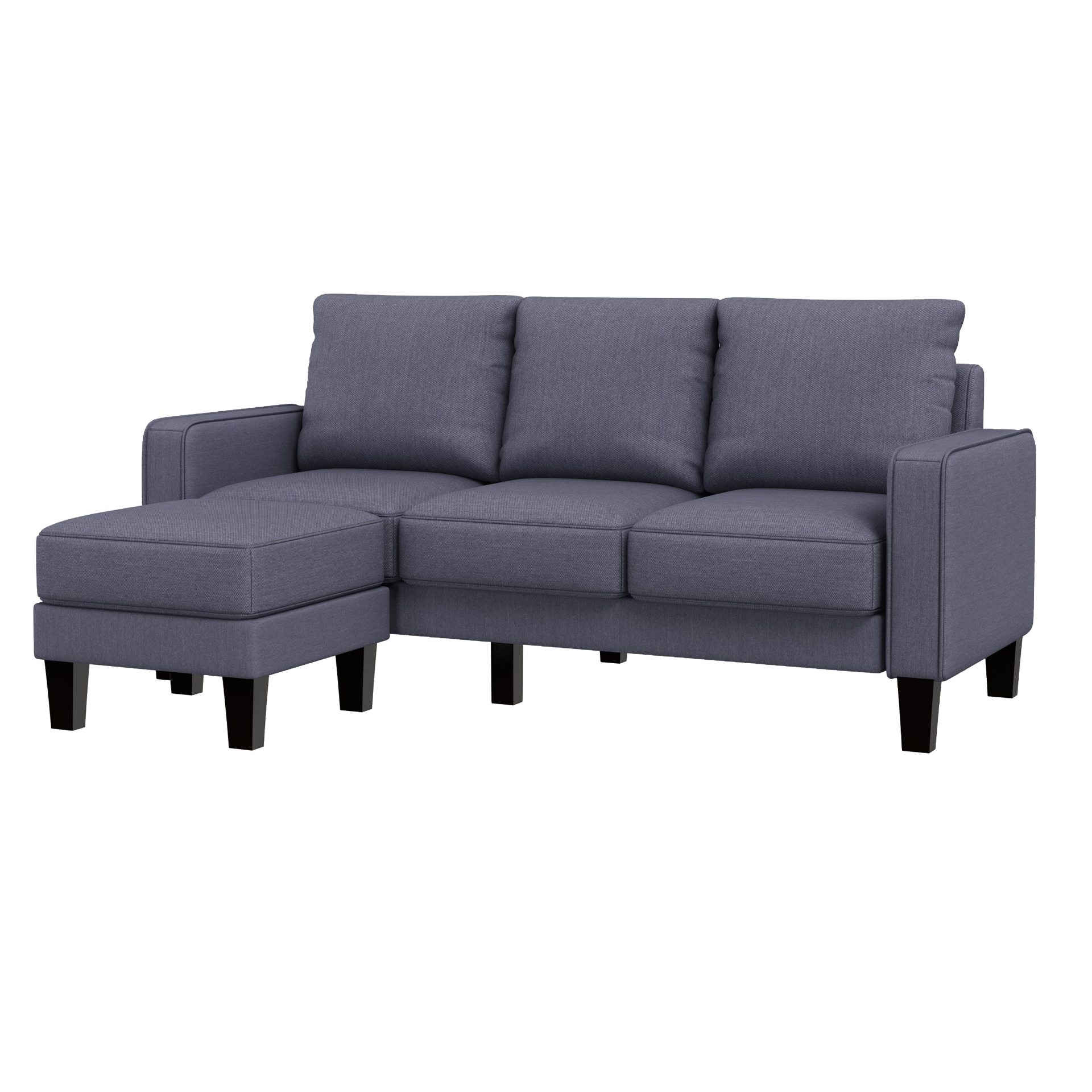 Modern Living Room Furniture L Shape Sofa with Ottoman in Dark Grey Fabric Sensual Secret Boutique