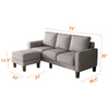 Modern Living Room Furniture L Shape Sofa with Ottoman in Dark Grey Fabric Sensual Secret Boutique