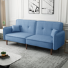 Living Room Bedroom Leisure Futon Sofa Bed in Blue Fabric with Solid Wood Leg Sensual Secret Boutique