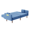 Living Room Bedroom Leisure Futon Sofa Bed in Blue Fabric with Solid Wood Leg Sensual Secret Boutique