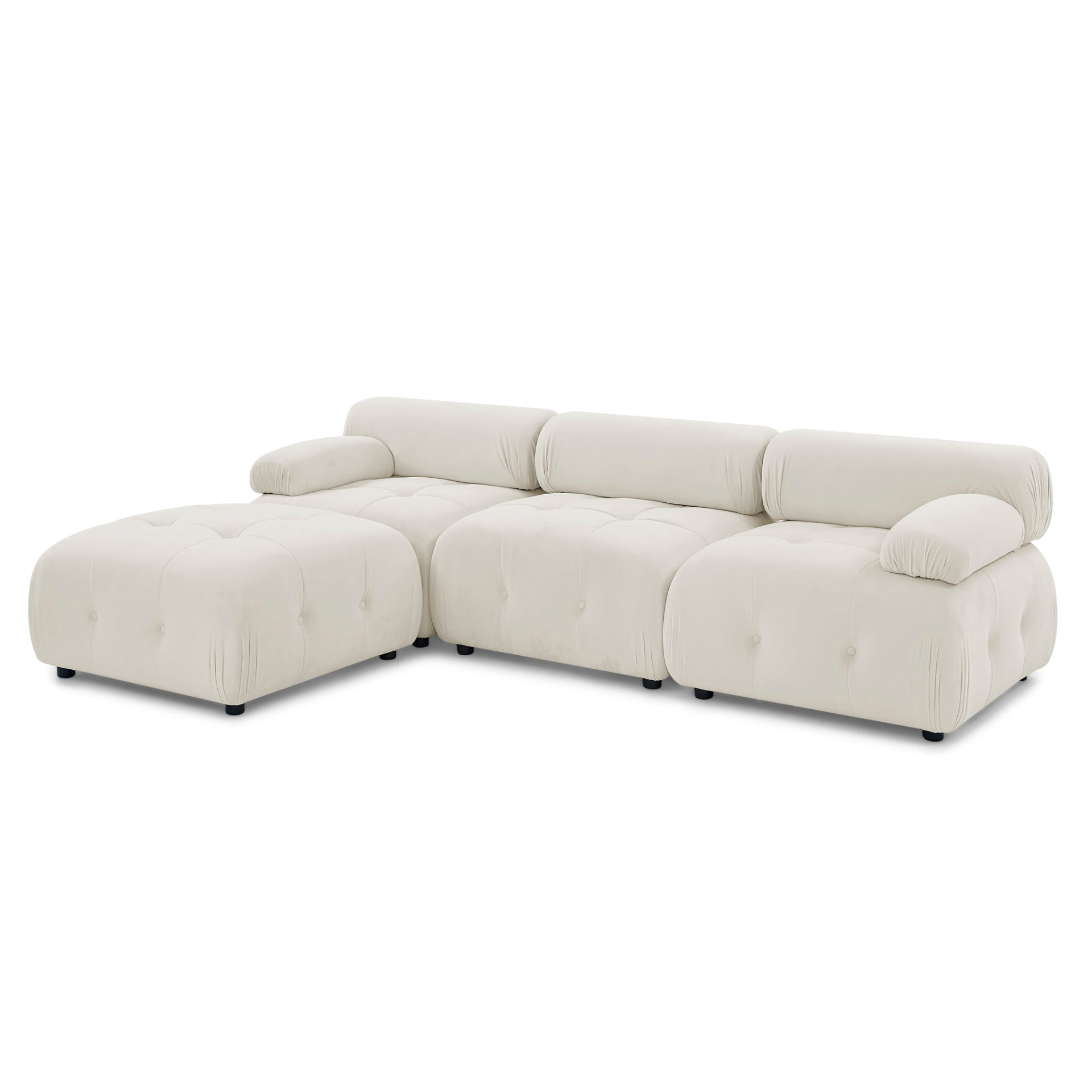 Buy Now! Modular Sectional Sofa, Button Tufted Design, DIY Combination, L Shaped Couch with Reversible Ottoman, Beige Velvet Sensual Secret Boutique