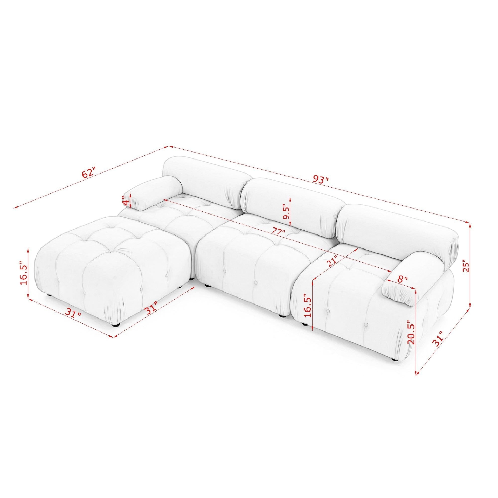 Buy Now! Modular Sectional Sofa, Button Tufted Design, DIY Combination, L Shaped Couch with Reversible Ottoman, Beige Velvet Sensual Secret Boutique