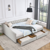 Queen Size Daybed with Drawers Upholstered Tufted Sofa Bed, Beige Sensual Secret Boutique