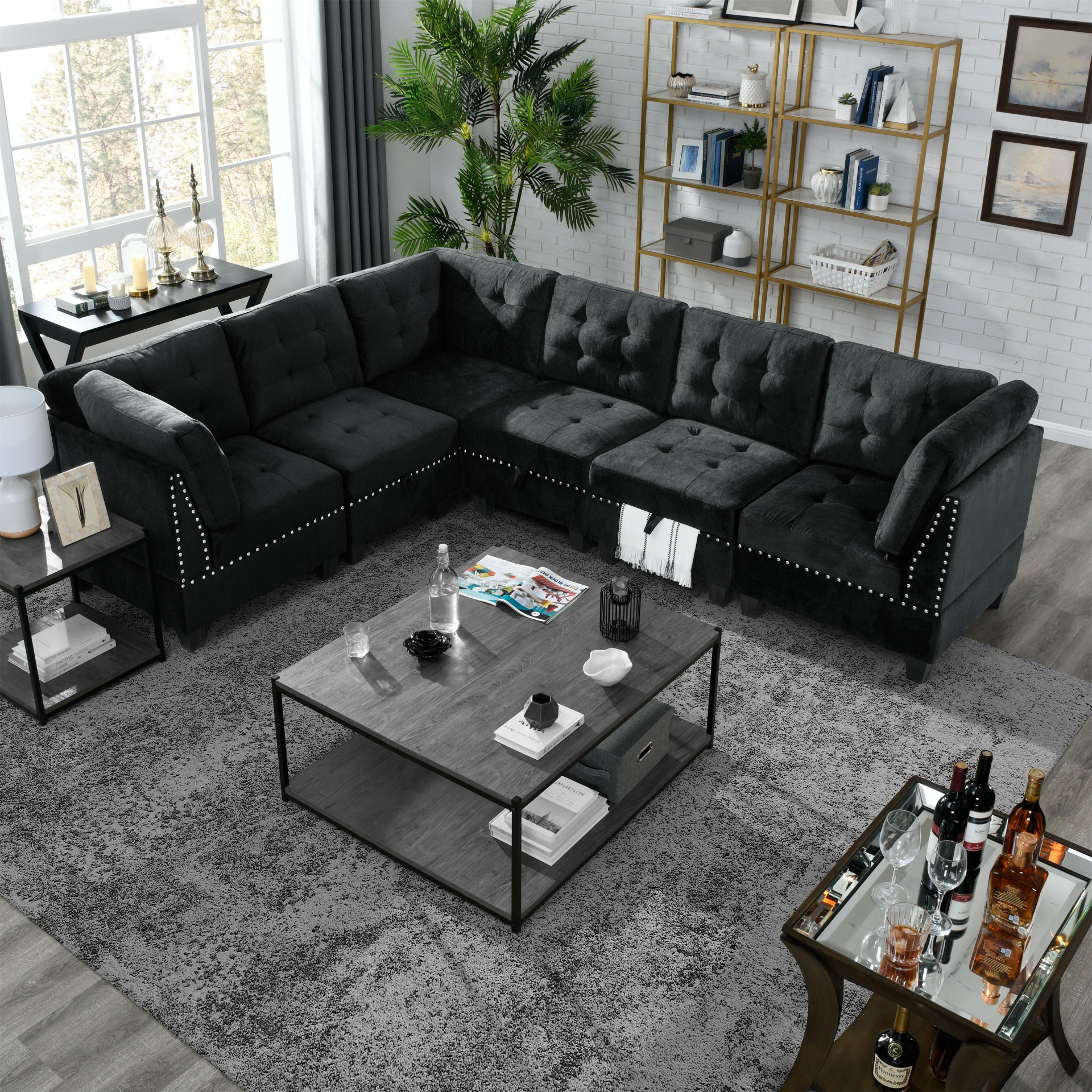 L-Shape Modular Sectional Sofa - DIY Combination - Black Velvet | Elegant and Versatile Sofa for Your Space Sensual Secret Boutique