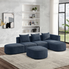 L Shape Sectional Sofa with Right Side Chaise and Ottoman, Modular Sofa, DIY Combination, Loop Yarn Fabric, Navy Sensual Secret Boutique