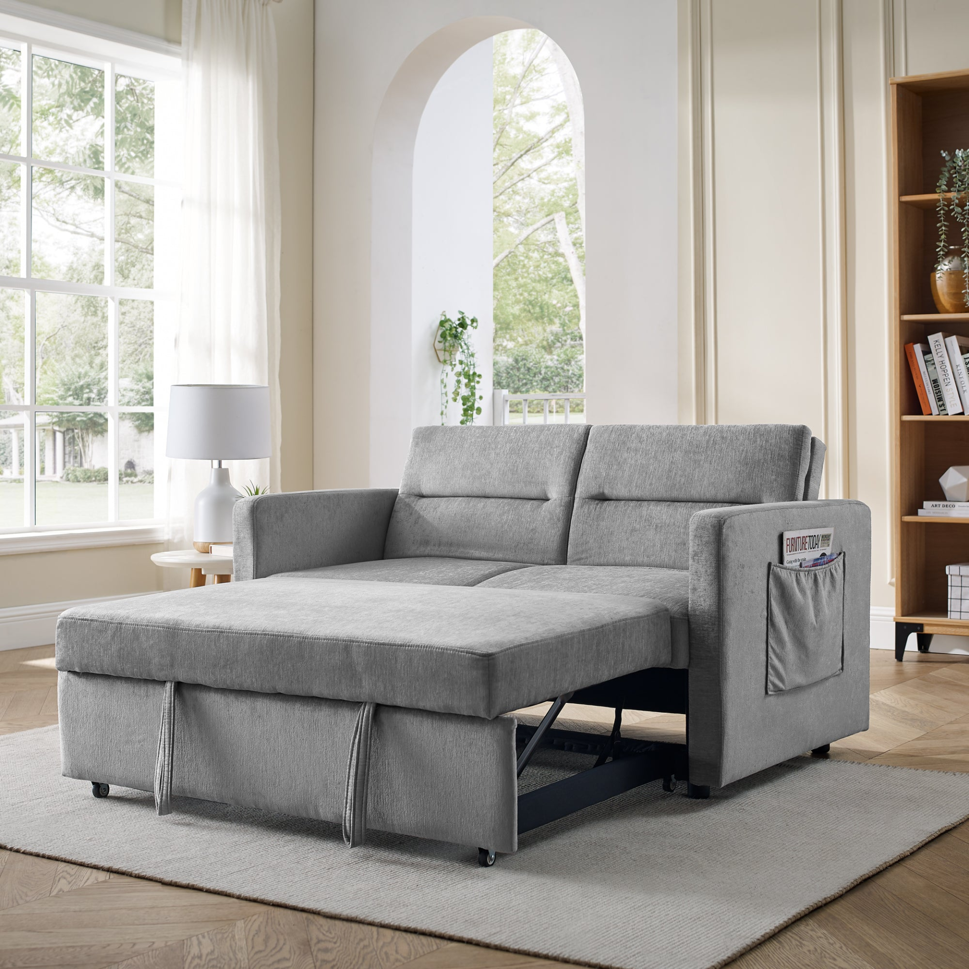 Loveseats Sofa Bed with Pull-out Bed, Adjustable Back and Two Arm Pocket - Comfortable and Versatile Furniture Sensual Secret Boutique