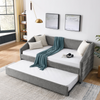 Twin Size Daybed with Trundle Upholstered Tufted Sofa Bed, Linen Fabric, Grey - Elegant Style and Versatile Functionality Sensual Secret Boutique