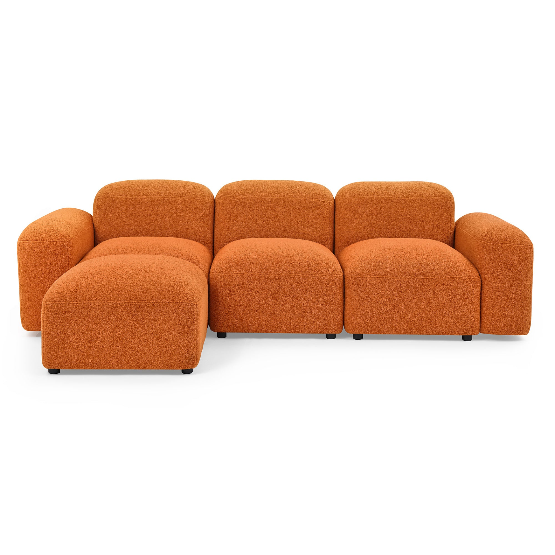 L-Shape Modular Sectional Sofa, DIY Combination, Teddy Fabric, Orange - Shop Now! Sensual Secret Boutique