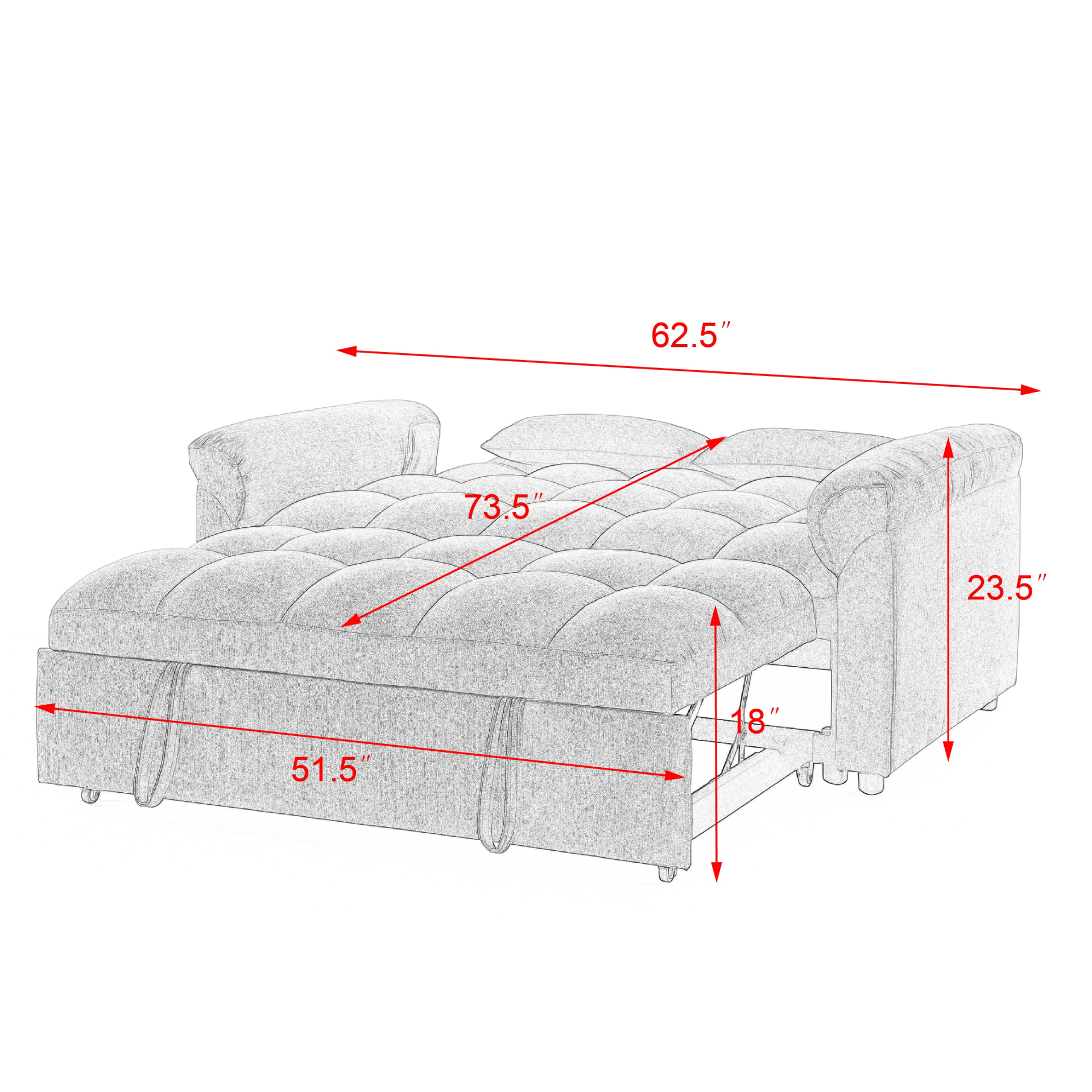 Loveseats Sofa Bed with Pull-out Bed, Adjustable Back - Light Grey | Comfortable and Versatile Furniture Sensual Secret Boutique