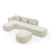 L Shape Sectional Sofa with Left Side Chaise and Ottoman, Modular Sofa, DIY Combination, Loop Yarn Fabric, Beige Sensual Secret Boutique