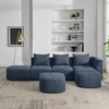 L Shape Sectional Sofa with Right Side Chaise and Ottoman, Modular Sofa, DIY Combination, Loop Yarn Fabric, Navy Sensual Secret Boutique