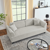 Linen Fabric 3 Seat Sofa with End Tables and Pillows - Modern Style Upholstered Couch for Living Room Sensual Secret Boutique