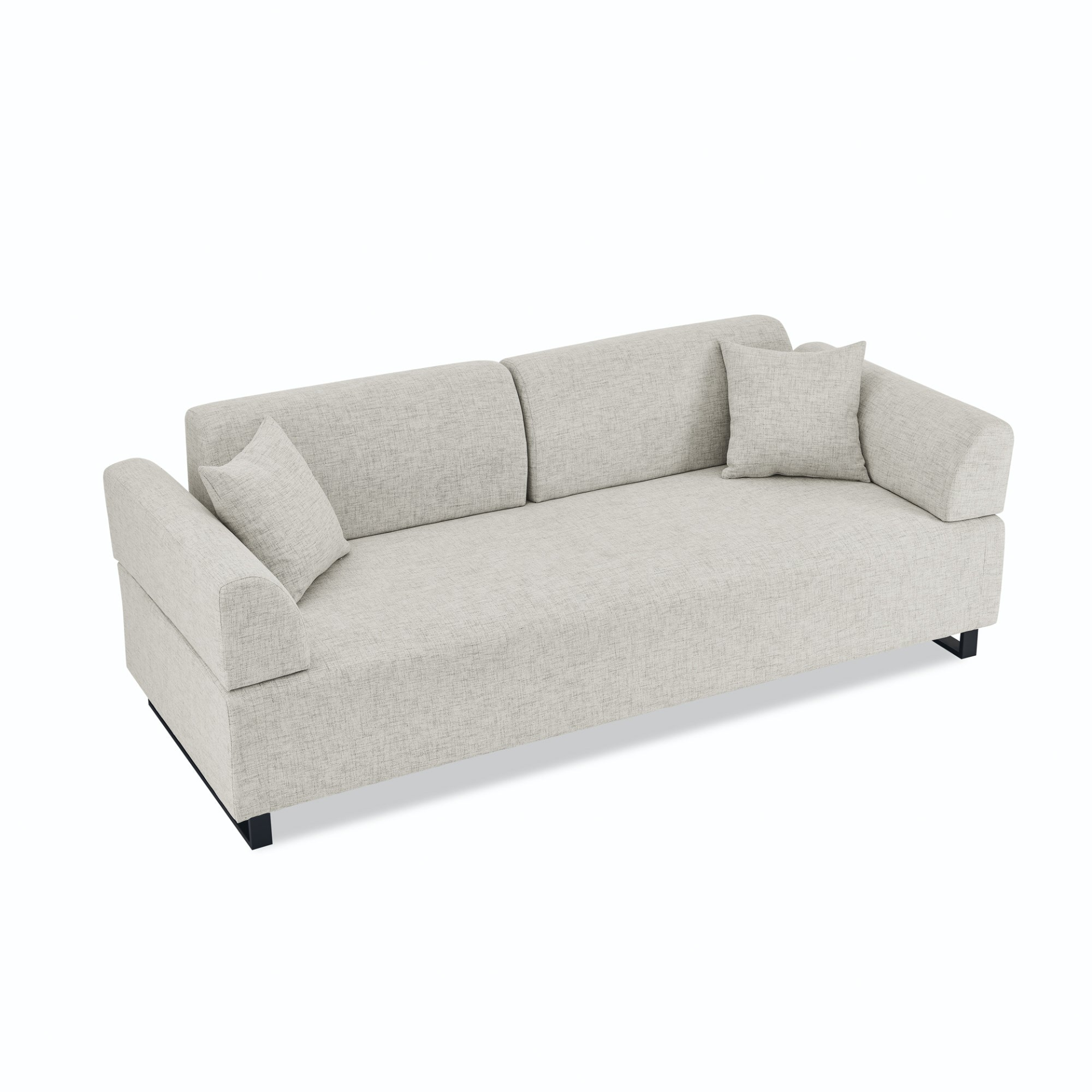 Linen Fabric 3 Seat Sofa with End Tables and Pillows - Modern Style Upholstered Couch for Living Room Sensual Secret Boutique