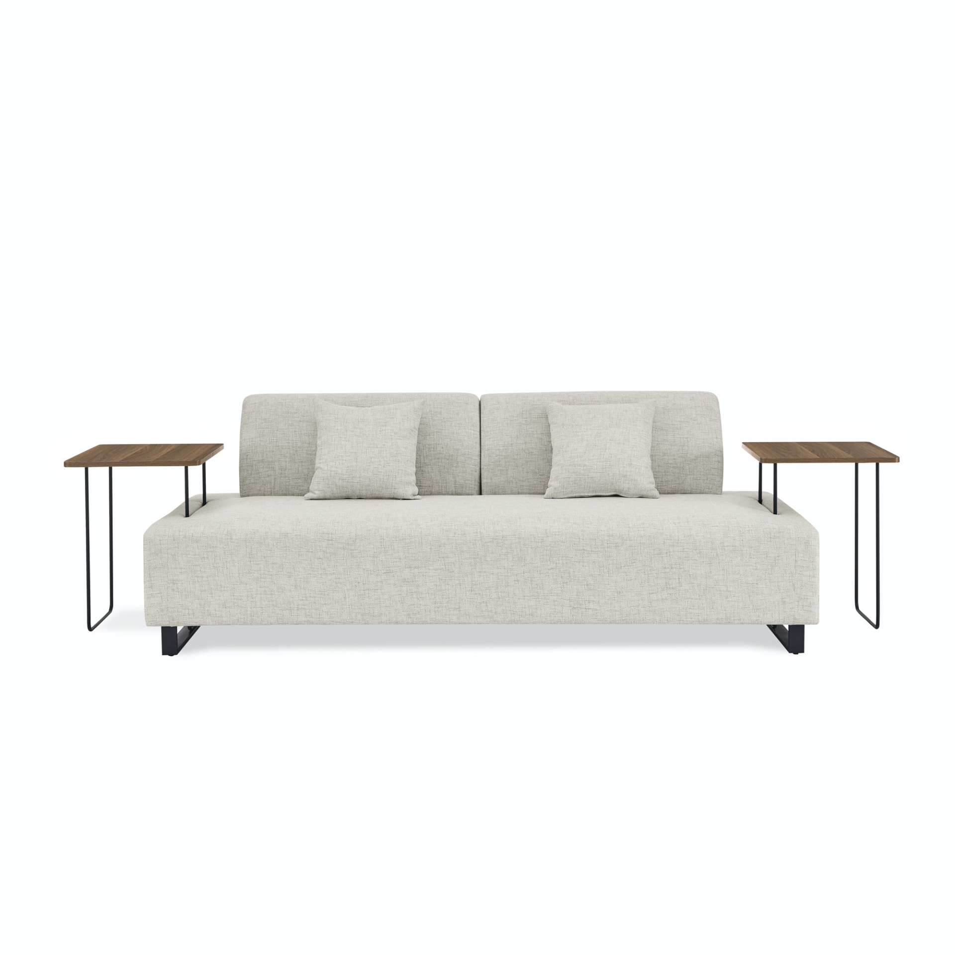 Linen Fabric 3 Seat Sofa with End Tables and Pillows - Modern Style Upholstered Couch for Living Room Sensual Secret Boutique