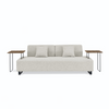 Linen Fabric 3 Seat Sofa with End Tables and Pillows - Modern Style Upholstered Couch for Living Room Sensual Secret Boutique