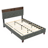 Full Size Bed Frame with Shelf Upholstered Headboard, Outlet & USB Ports - Grey Sensual Secret Boutique