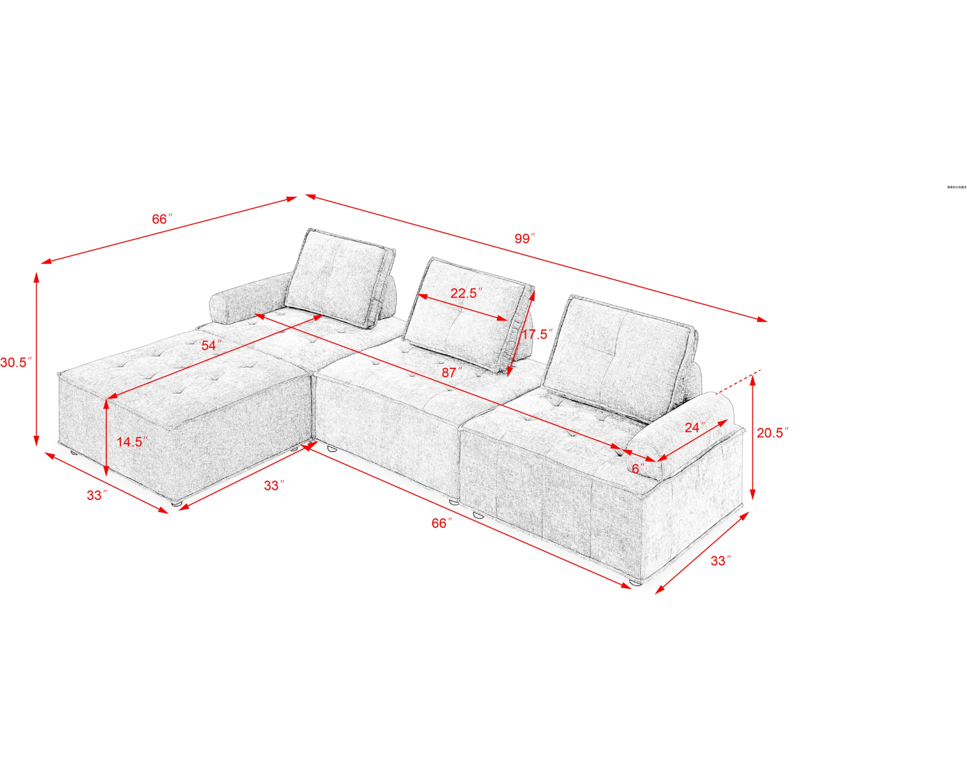 L-Shape Modular Sectional Sofa, DIY Combination, Chenille - Comfortable and Versatile Sensual Secret Boutique