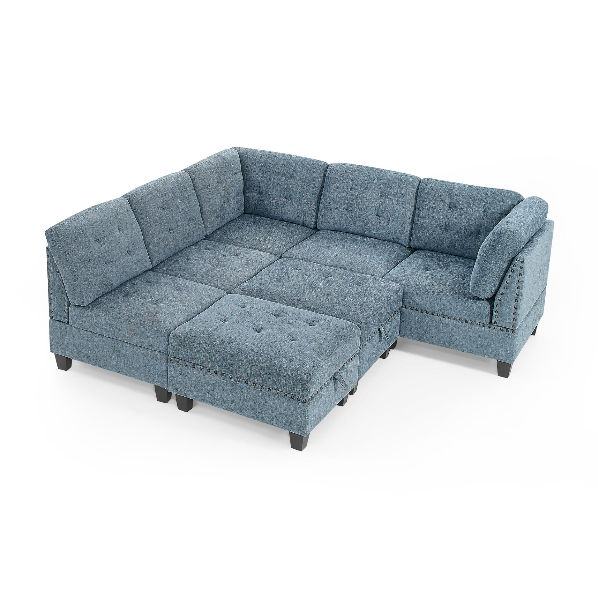 L Shape Modular Sectional Sofa - DIY Combination - Navy Blue Sensual Secret Boutique