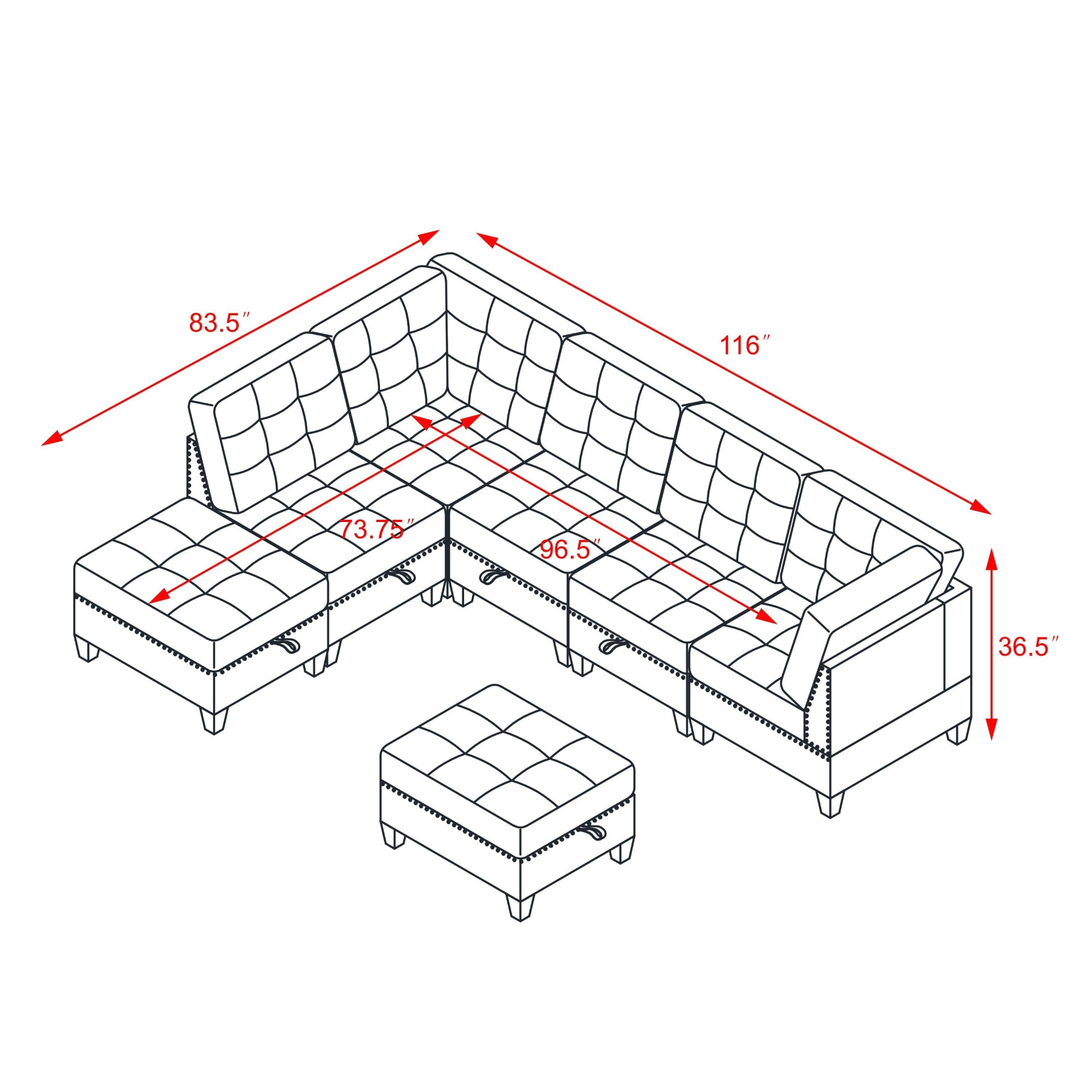 L Shape Modular Sectional Sofa - DIY Combination - Navy Blue Sensual Secret Boutique