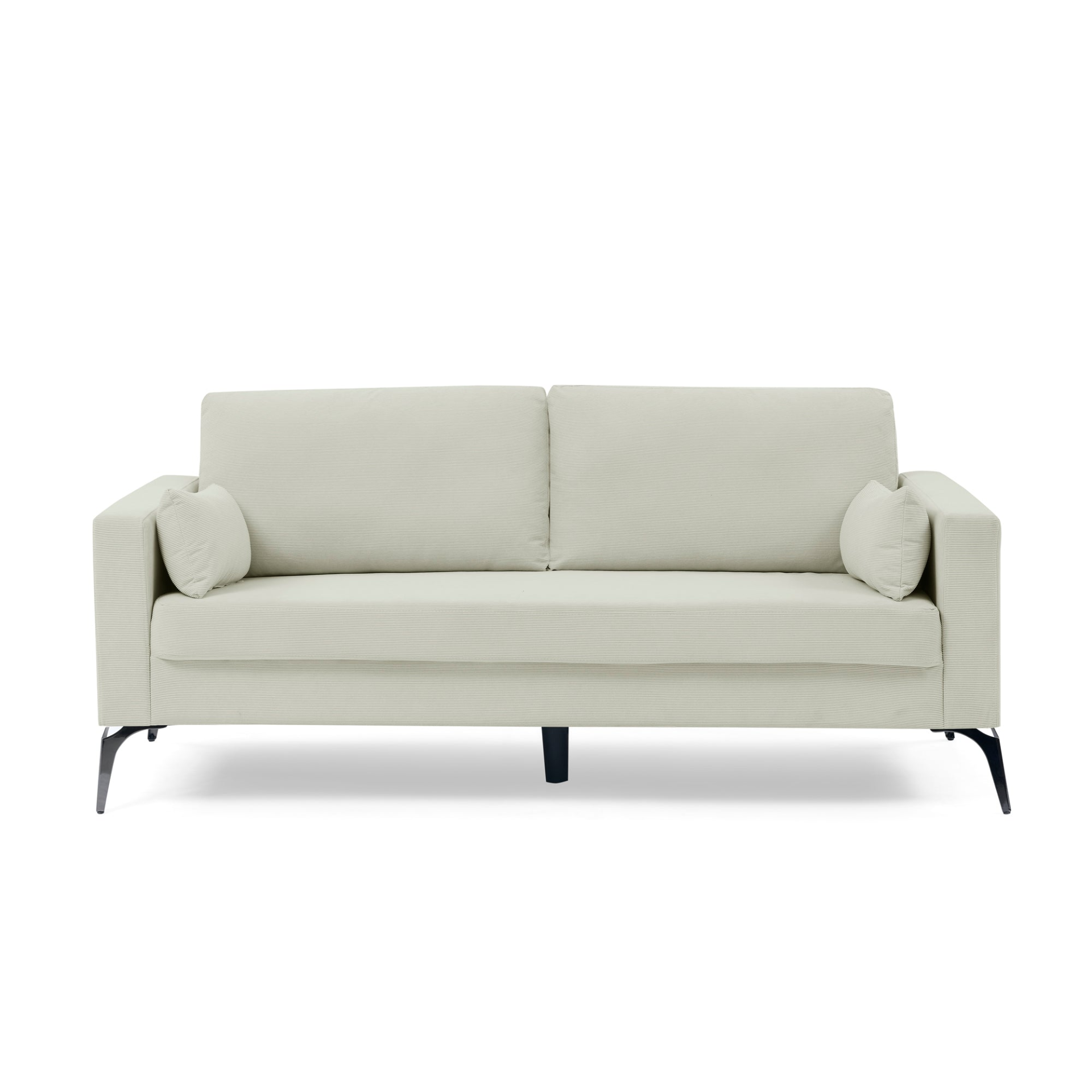 Modern 3-Seater Sofa with Square Arms and Tight Back - Corduroy Beige Sensual Secret Boutique