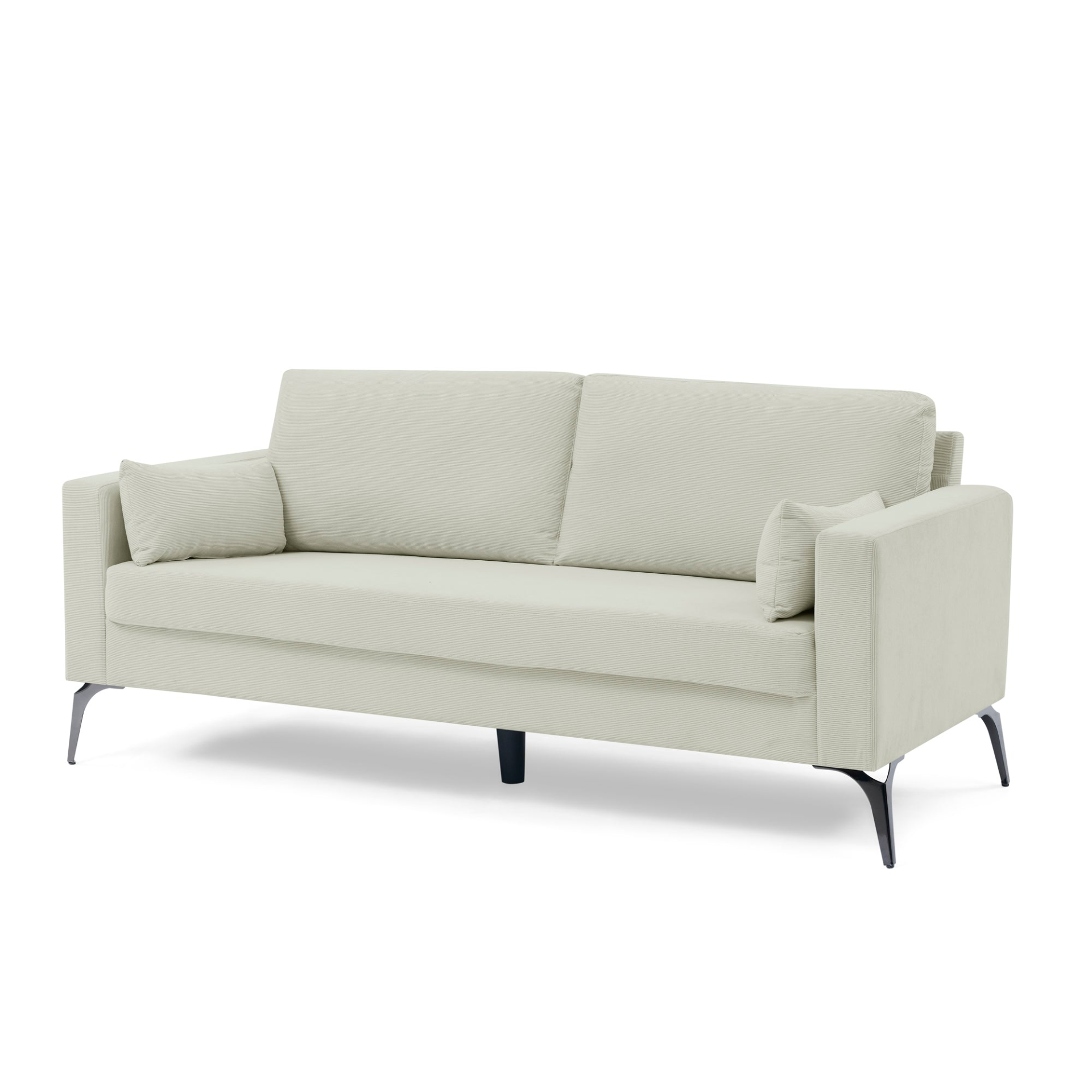 Modern 3-Seater Sofa with Square Arms and Tight Back - Corduroy Beige Sensual Secret Boutique