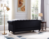 Contemporary 3-Seater Sofa with Button and Copper Nail, Velvet Black Sensual Secret Boutique