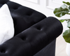 Contemporary 3-Seater Sofa with Button and Copper Nail, Velvet Black Sensual Secret Boutique